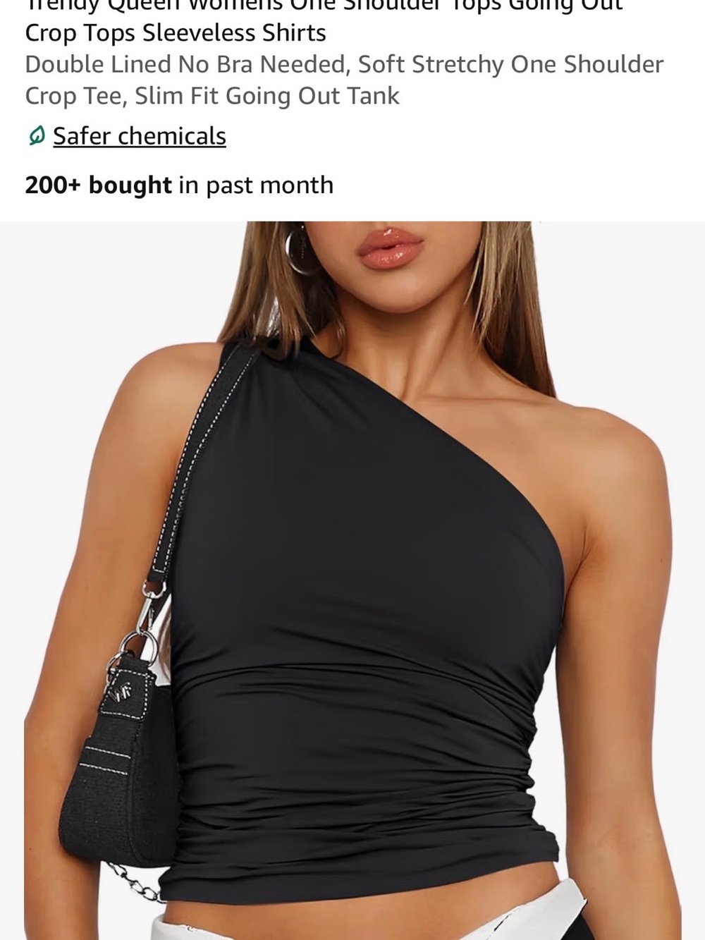 Asymmetric One-Shoulder Black Ruched Tank Top